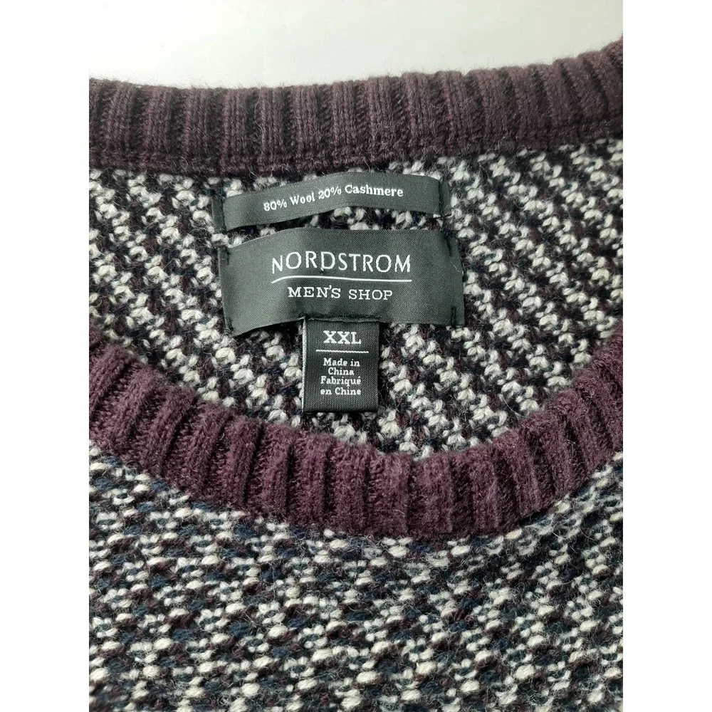 Nordstrom Mens Shop Men's Purple Multicolor Knit Wool Cashmere Blend Sweater XXL - Picture 4 of 6